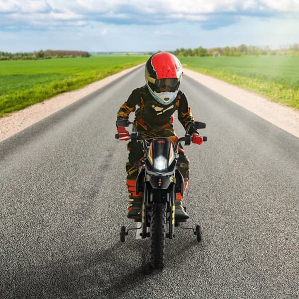 Lasten sähkömoottoripyörä, Aprilia, 106.5x56x80 cm, Musta