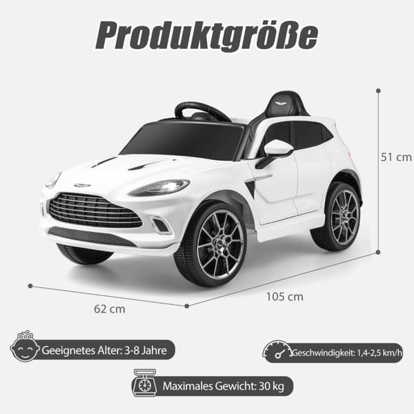 Lasten sähköauto, 12V Aston Martin DBX, 106x62x51.5 cm, pinkki
