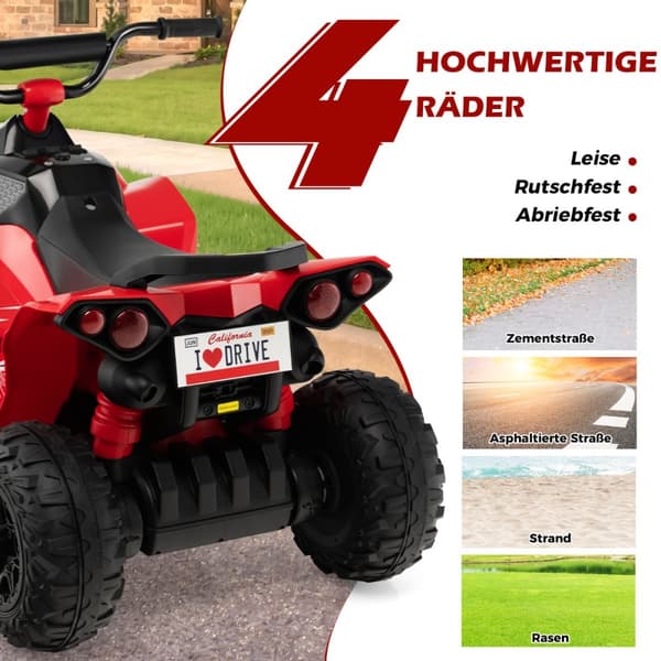 Sähköinen lasten quad, 12V, 96x58x70 cm, punainen