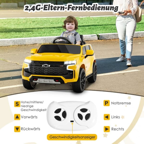 Lasten sähköauto, Chevrolet, 68x104x53 cm, Keltainen
