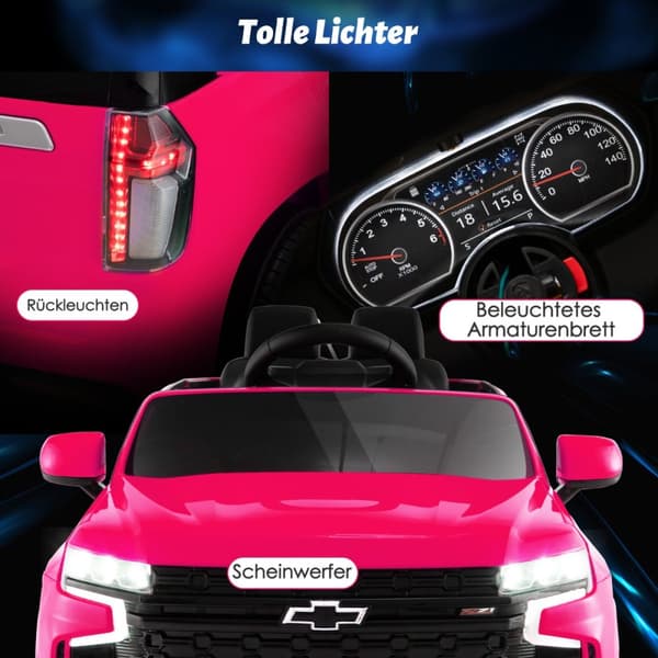 Lasten sähköauto, Chevrolet, 68x104x53 cm, vaaleanpunainen