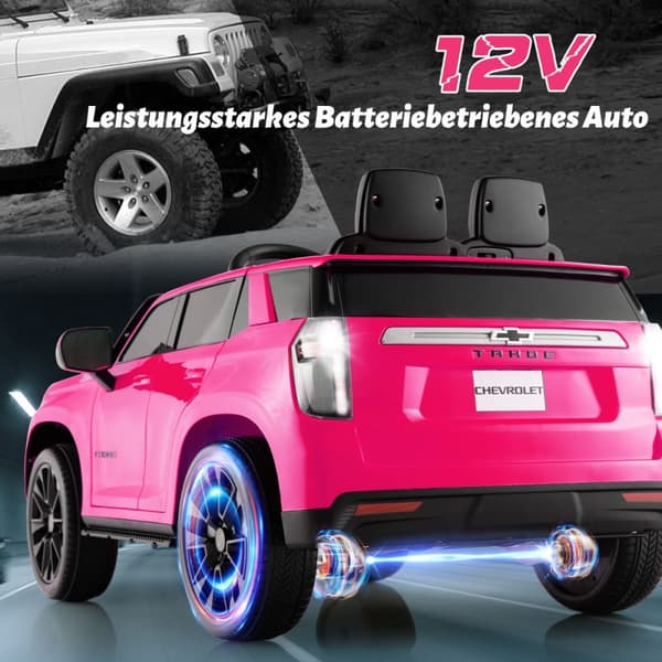 Lasten sähköauto, Chevrolet, 68x104x53 cm, vaaleanpunainen