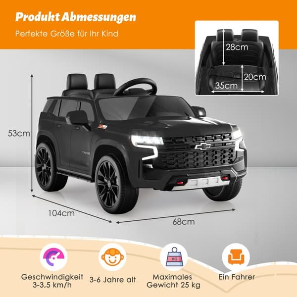 Lasten sähköauto, Chevrolet, 68x104x53 cm, Keltainen