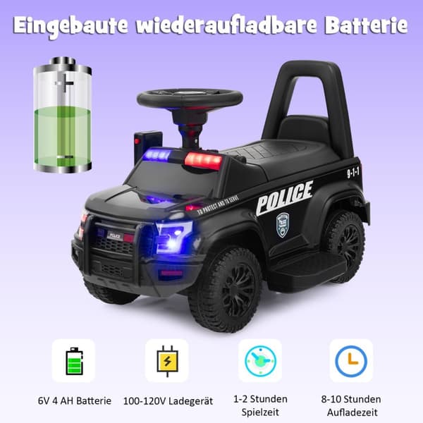 Lasten poliisiauto, 62x44x43 cm, Musta