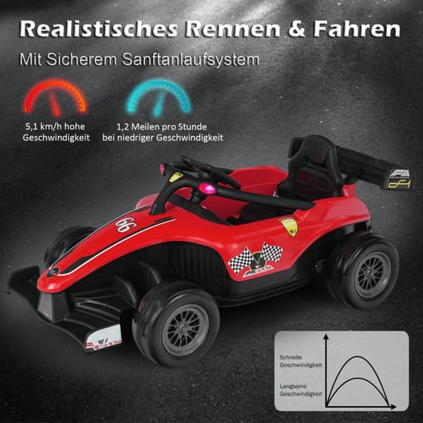 Sähköauto taaperoille, 127.5x73x49 cm, punainen