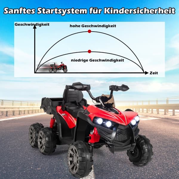 Sähköinen Lasten Quad, 129x69x72 cm, Punainen