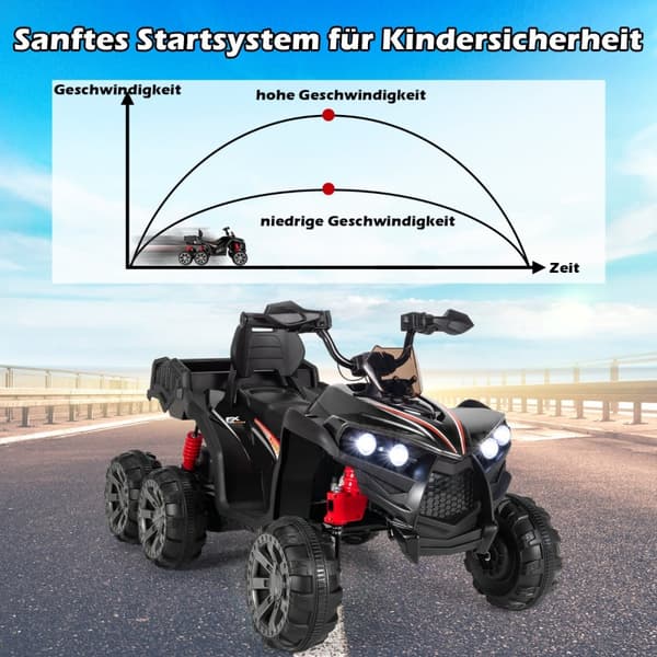 Sähkökäyttöinen lasten quad, 129x69x72 cm, Musta
