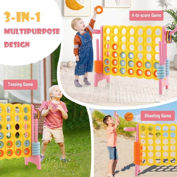 Pelialusta, 4 peräkkäistä yhdistävä peli koripallotelineellä ja heittorenkaalla, 47x13x31 tuumaa, monivärinen