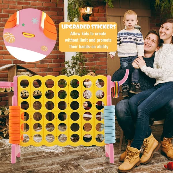 Pelialusta, 4 peräkkäistä yhdistävä peli koripallotelineellä ja heittorenkaalla, 47x13x31 tuumaa, monivärinen