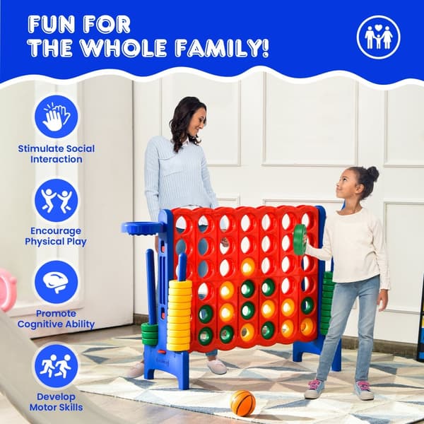 Spil sæt, Premium Plastik Jumbo Connect 4, 33x13x30 cm, Grøn/Blå