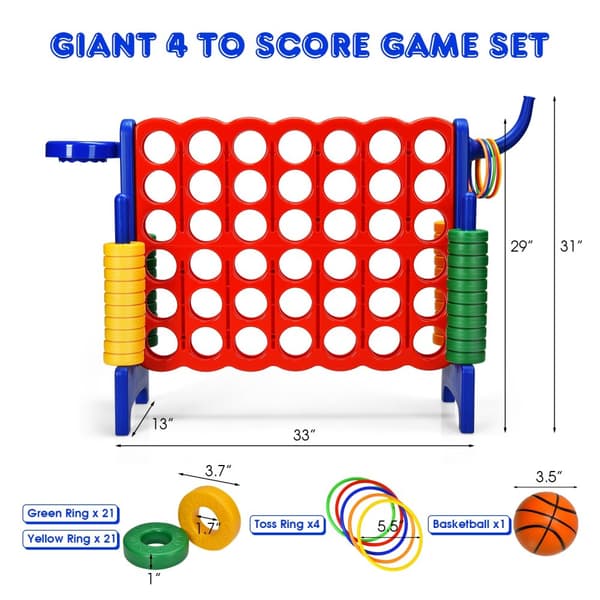 Spil sæt, Premium Plastik Jumbo Connect 4, 33x13x30 cm, Grøn/Blå