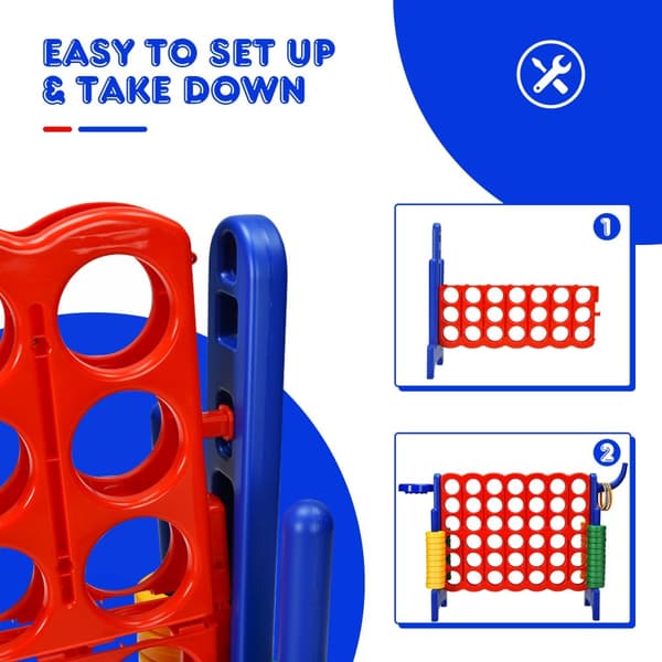 Spil sæt, Premium Plastik Jumbo Connect 4, 33x13x30 cm, Grøn/Blå