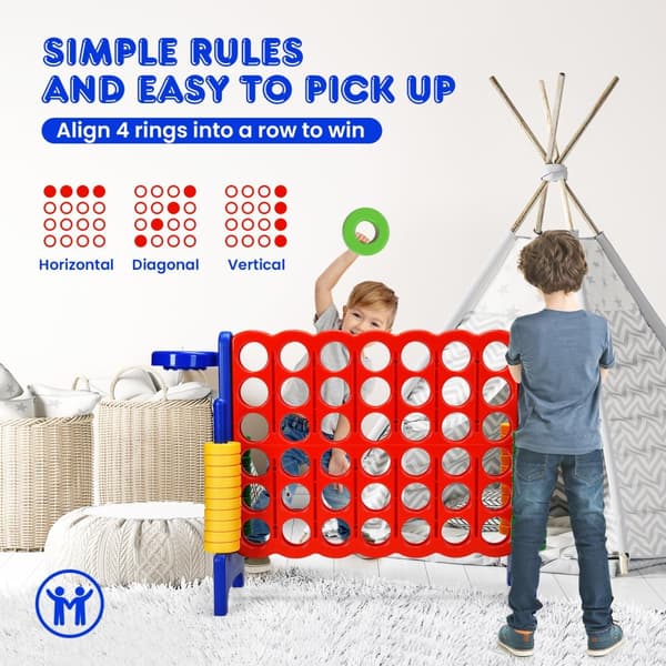 Spil sæt, Premium Plastik Jumbo Connect 4, 33x13x30 cm, Grøn/Blå