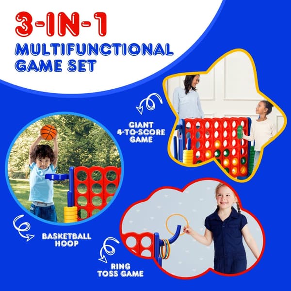 Spil sæt, Premium Plastik Jumbo Connect 4, 33x13x30 cm, Grøn/Blå