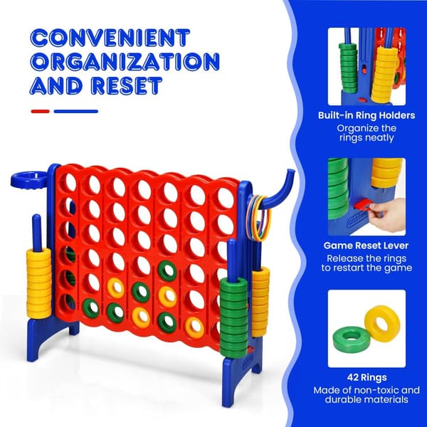 Spil sæt, Premium Plastik Jumbo Connect 4, 33x13x30 cm, Grøn/Blå