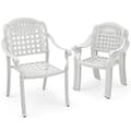 Pikkukuva 1 / 8: Patiotuolit, 2 kpl valualumiiniset patiotuolit käsinojilla, 26x24x35 tuumaa, ruskea