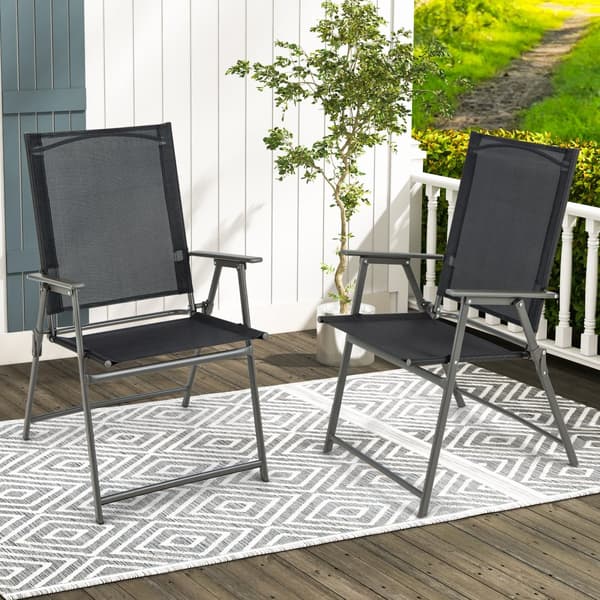 Patio Taittotuolit, 24x23x38 tuumaa, Musta & Harmaa