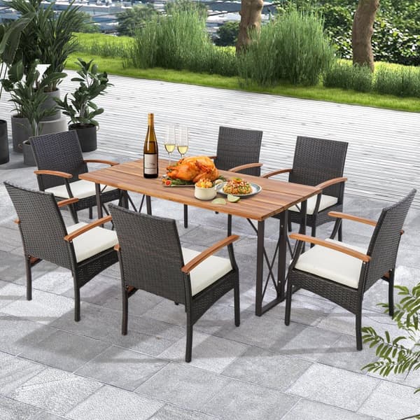 Patio Wicker Chair Set, 24x22.5x35 tuumaa, Sekoitettu Ruskea, Vaalea