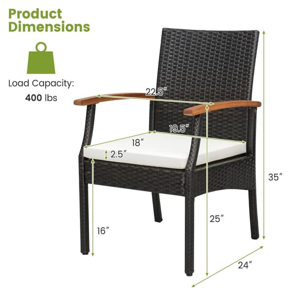 Patio Wicker Chair Set, 24x22.5x35 tuumaa, Sekoitettu Ruskea, Vaalea