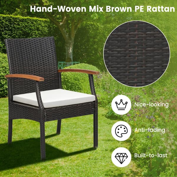 Patio Wicker Chair Set, 24x22.5x35 tuumaa, Sekoitettu Ruskea, Vaalea