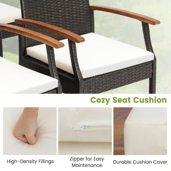 Patio Wicker Chair Set, 24x22.5x35 tuumaa, Sekoitettu Ruskea, Vaalea
