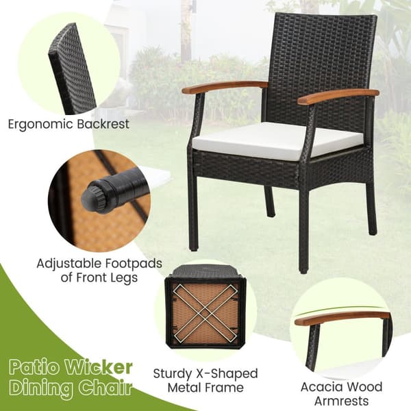 Patio Wicker Chair Set, 24x22.5x35 tuumaa, Sekoitettu Ruskea, Vaalea