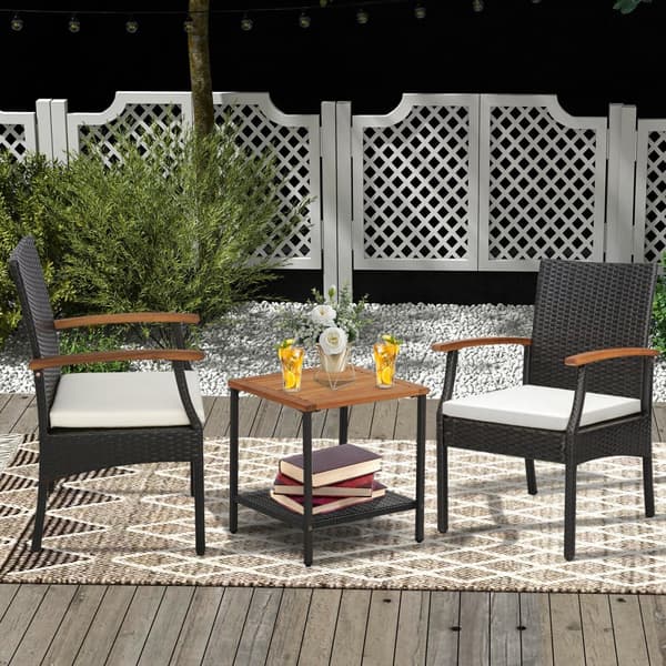 Patio Wicker Chair Set, 24x22.5x35 tuumaa, Sekoitettu Ruskea, Vaalea