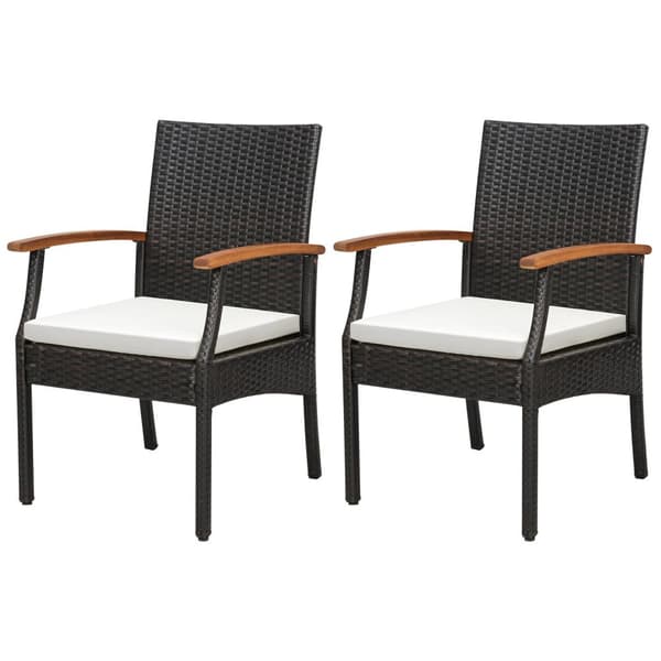 Patio Wicker Chair Set, 24x22.5x35 tuumaa, Sekoitettu Ruskea, Vaalea