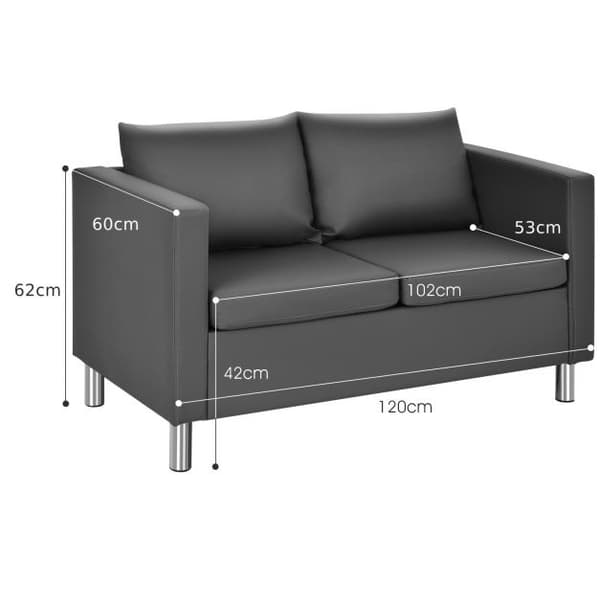 2 Istuttava Sohva, 120x60x62 cm, Harmaa