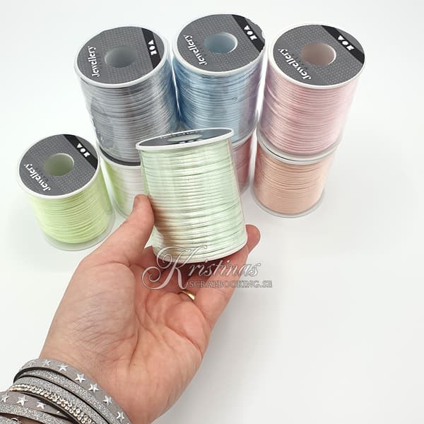Satinsnören - 2 mm - Pastellfärger - 10 st x 50 m