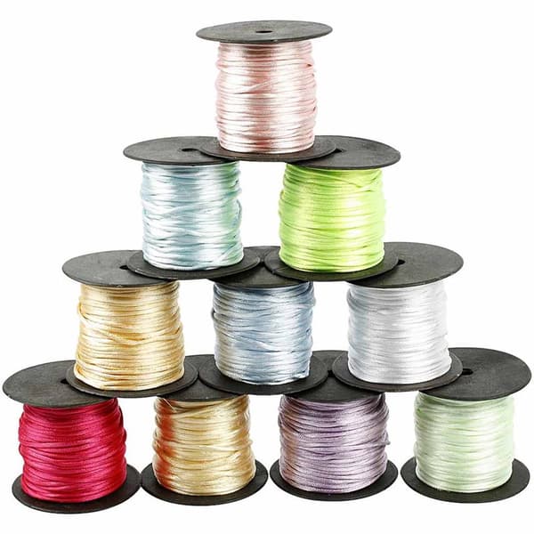 Satinsnören - 2 mm - Pastellfärger - 10 st x 50 m