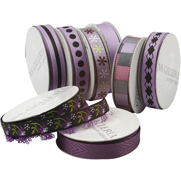 Dekorationsband - B: 10 mm - Lila harmoni - 48 st x 2 m