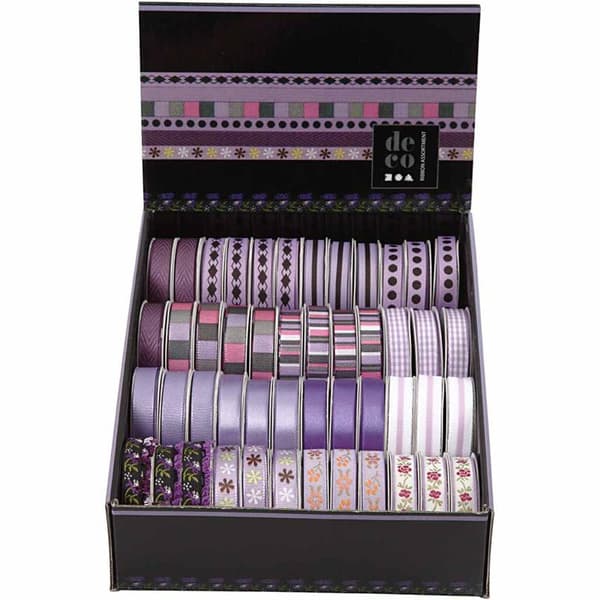 Dekorationsband - B: 10 mm - Lila harmoni - 48 st x 2 m