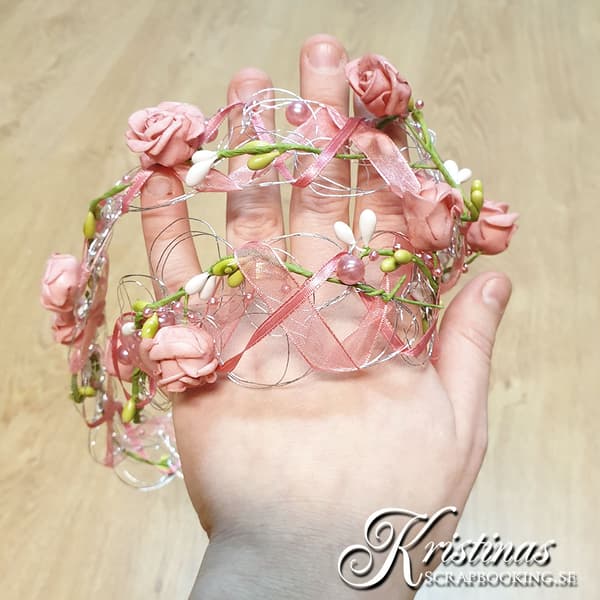 Blomstergirlang med Pärlband - Rosa - 85 cm