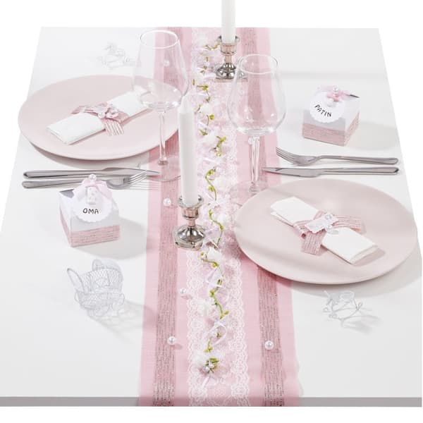 Blomstergirlang med Pärlband - Rosa - 85 cm