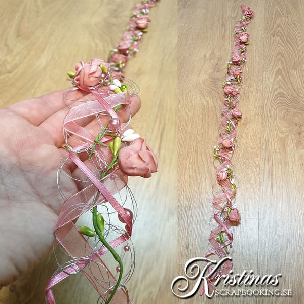 Blomstergirlang med Pärlband - Rosa - 85 cm