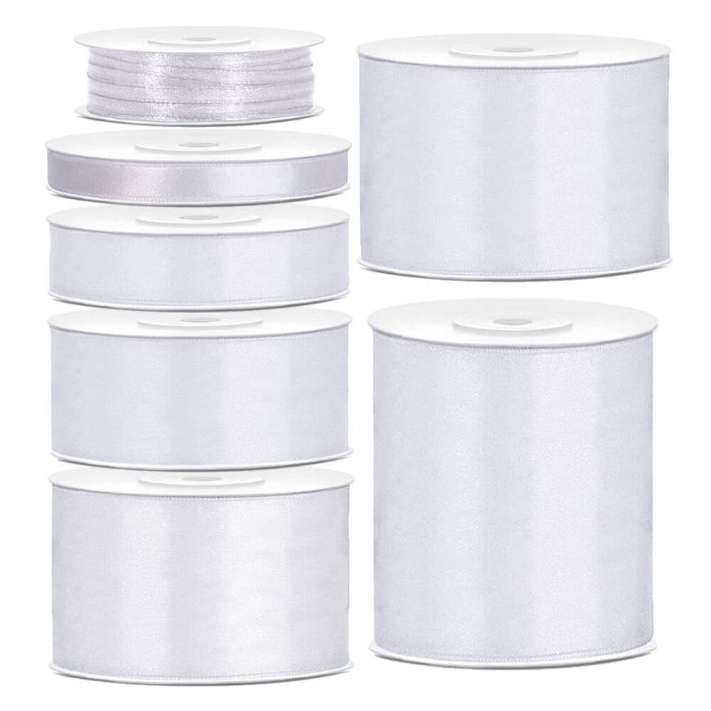 Satinband / Band - Vit - Välj bredd & längd