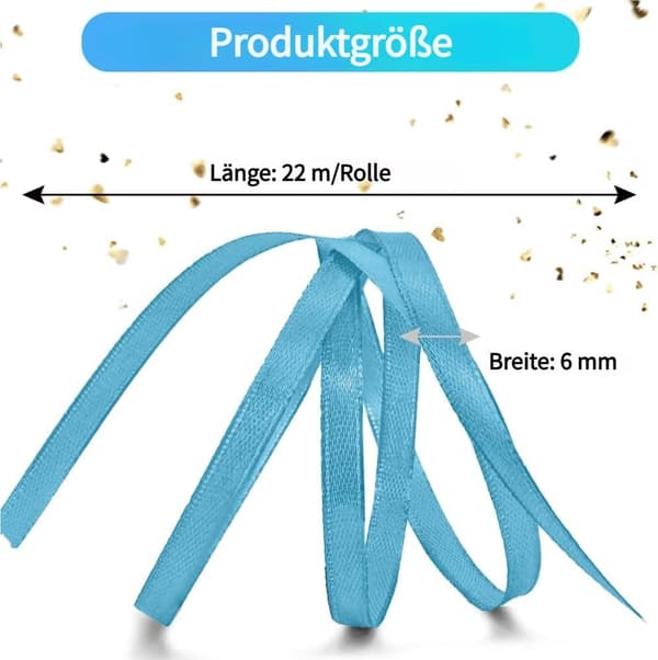 Presentband 22m x 6mm – Dekorativt Satinband för DIY, Håraccessoarer, Buketter och Tårtförpackningar