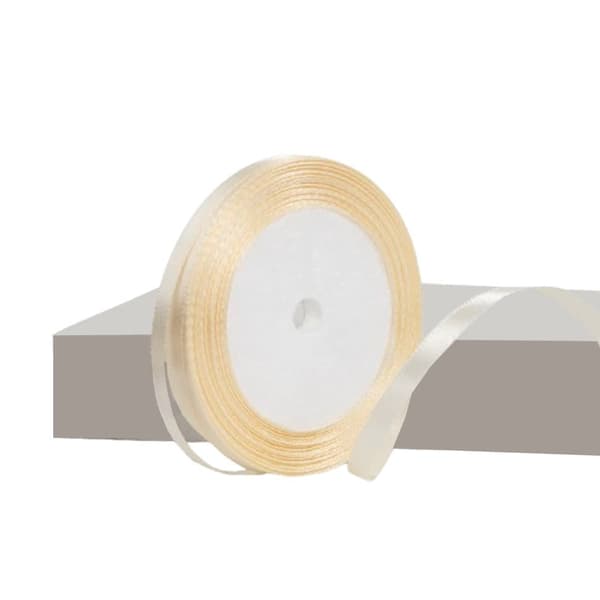 Presentband 22m x 6mm – Dekorativt Satinband för DIY, Håraccessoarer, Buketter och Tårtförpackningar Beige