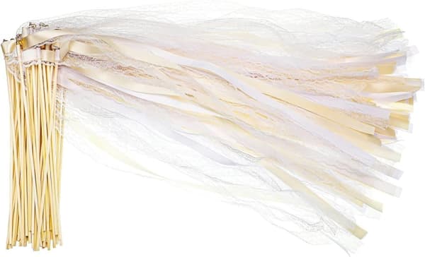 Satin- og blondebåndsstave, 10/30-pak, klokker, bryllups- og festindretning