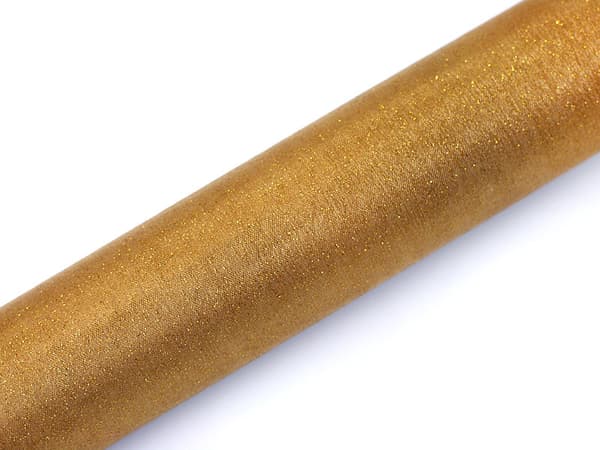 Organza glitrende, guld, 0,36 x 9 m (1 æske / 24 stk.) (1 stk. / 9 m.)