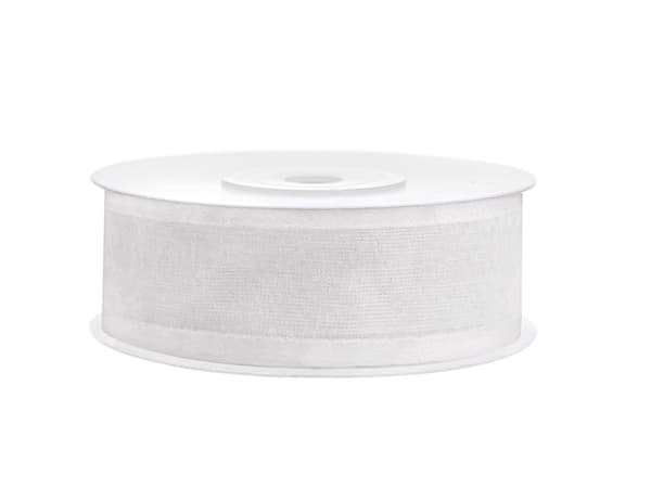 Chiffongband, vitt, 25mm/25m (1 st. / 25 m)