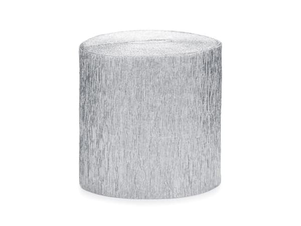 Crepe, 5 cm/10 m, sølv (1 pakke / 4 stk.)