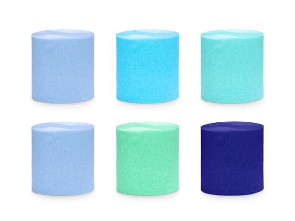 Crepe 5cm/10m, set om 6, blågrön mix (1 förpackning / 6 st.)