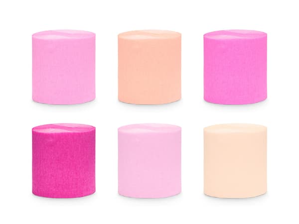 Crêpe 5cm/10m, set om 6, mix (1 förpackning / 6 st.)