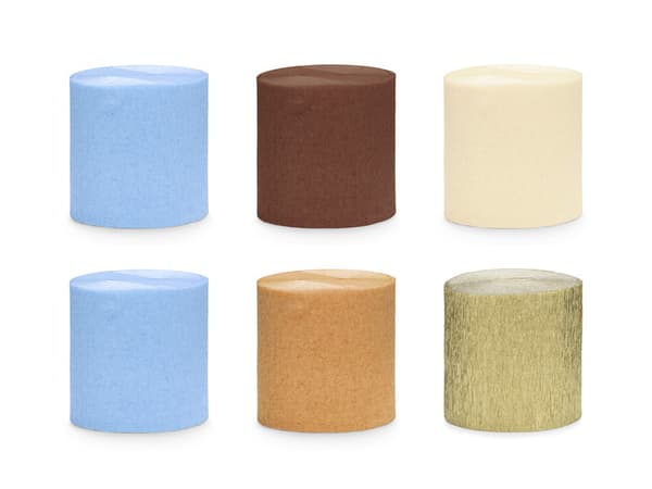 Crêpe 5cm/10m, set om 6, mix (1 förpackning / 6 st.)