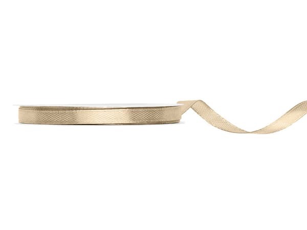 Satinbånd, kold guld, 6 mm/25 m