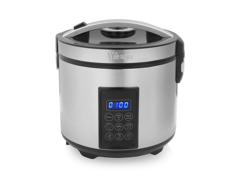 Tristar RK-6138 ångkokare med display, risugnsfunktion, non-stick-beläggning, med mätbägare, timerfunktion Stål