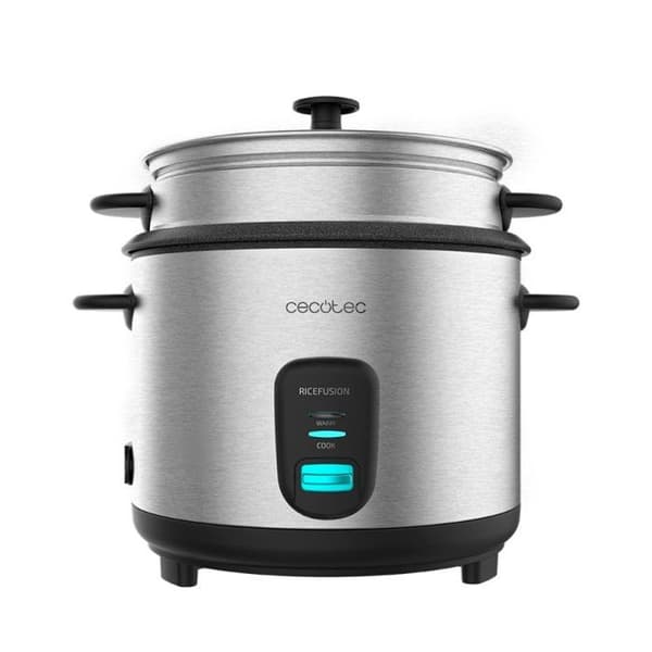Cecotec RiceFusion 7000 riskokare i rostfritt stål. 700 W, kapacitet 1,8 liter, 10 portioner, rostfritt stål och glaslock. Fungera