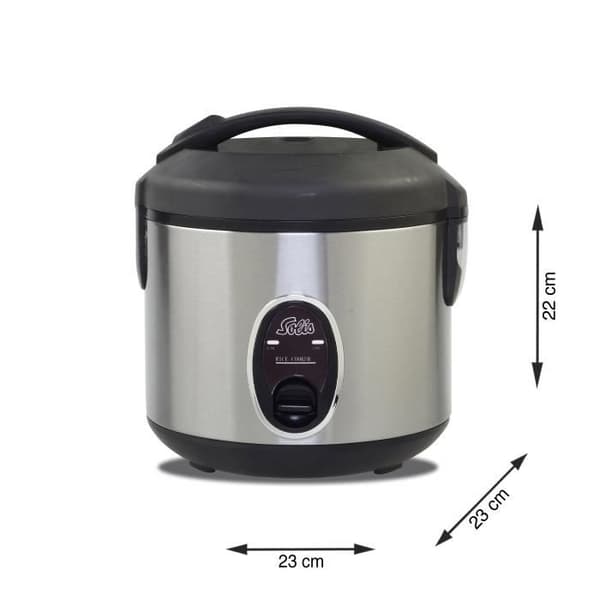 Elektrisk riskokare - med non-stick beläggning - 4 portioner - rostfritt stål - kompakt riskokare 821 Solis